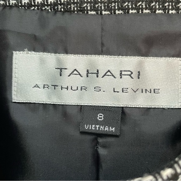 Tahari ASL Black White Textured Button Front Fully Lined Jacket Work Wear Office - Picture 3 of 10